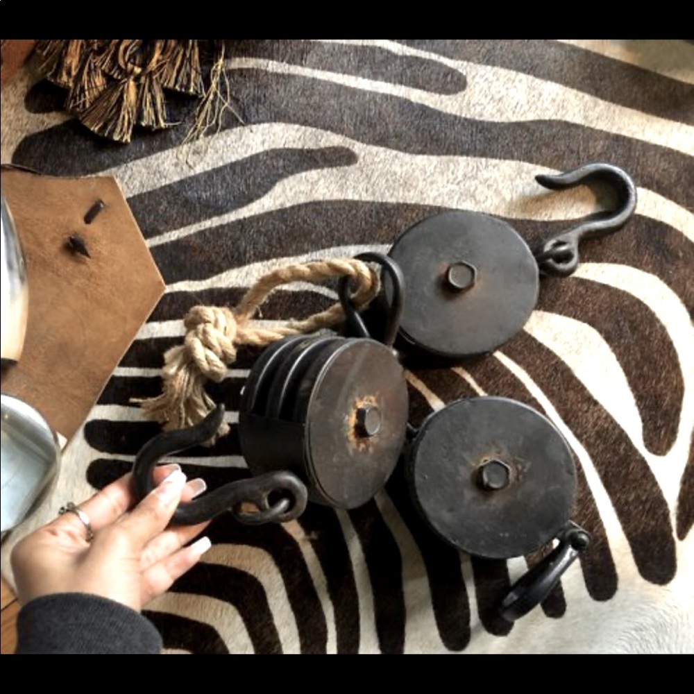 Industrial pulley home decor
